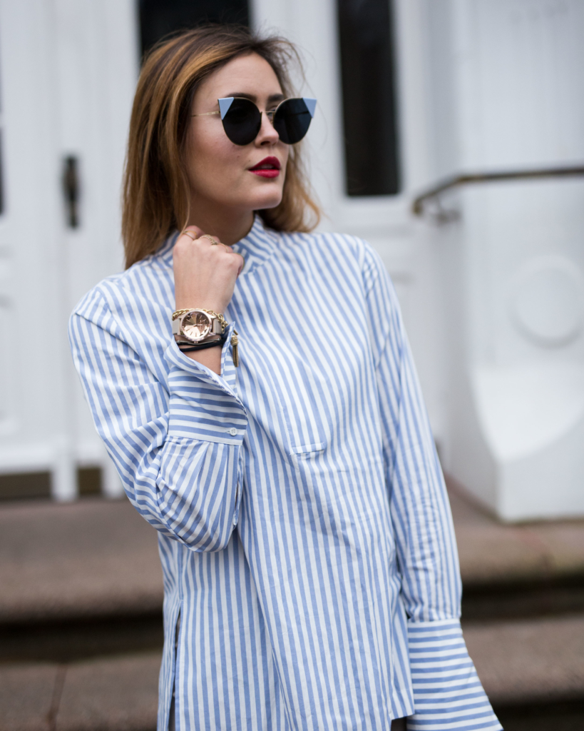 Detail Watch - Sonnenbrille: Fendi Bluse: H&M* Hose: Zara* Schuhe: Gucci Tasche: Chanel Mantel: Vila Anhänger: Bree* Uhr: Karl Lagerfeld