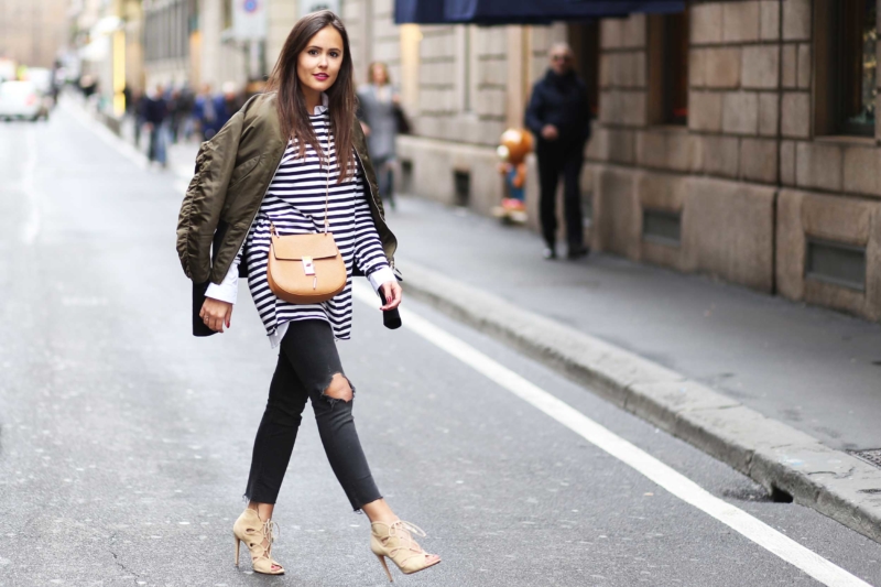 zara high heels zu bomberjacke