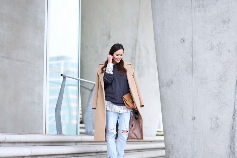 chloé tasche und mantel in beige