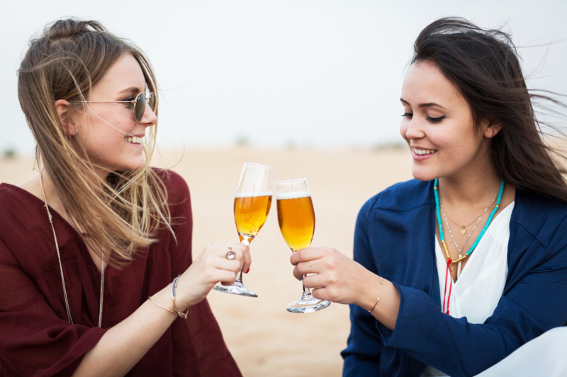 Cheers! No, it´s not Champaign! It´s Desert Champaign, which is sparkling applejuice! Really delicious.